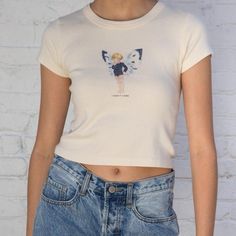 -Never Worn -No Stains -Cropped Fit -Not Sold On Site Cute Cropped Cotton Tops, Cute Fitted Cropped T-shirt For Spring, Spring Cropped Y2k T-shirt, Spring Y2k Cropped T-shirt, Cute Cropped T-shirt For Spring, Cute Cotton Cropped T-shirt For Spring, Fairy Tank, Fairy Top, Cartoon Butterfly