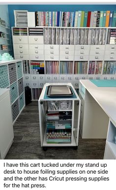 the inside of a storage room with lots of files on shelves and drawers in it