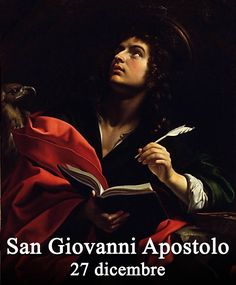 an image of a man holding a book in his hands with the words san giovani apostololo on it