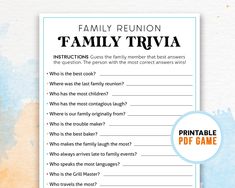 a family trivia game with the words family trivia written in black on it