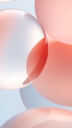 an image of some bubbles floating in the air with red and white colors on them