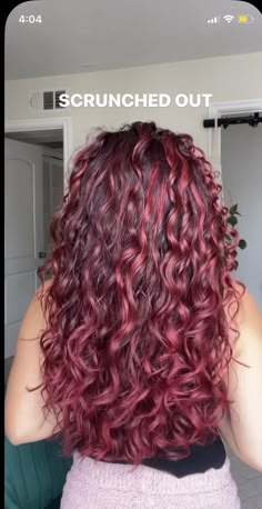 Red Hair With Highlights Curly, Cherry Red Hair Curly Highlights, Red Hair Inspo Highlights, Red Pintura Highlights Curly, Red 2c Hair, Brown Curly Hair With Red Highlights, Curly Red Highlights, Fun Curly Hair Color