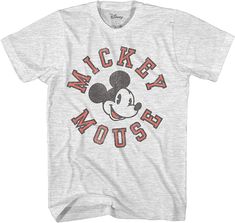 PRICES MAY VARY. Officially Licensed by Disney Premium Heather Grey is a Poly/Cotton SOFT TOUCH Blend, HIGHER THREAD COUNT Ash Heather is a Quality Poly/Cotton Blend Adult Men's Standard Fit Mickey Face, Disneyland World, Disney Logo, Mickey Shirt, Distressed T Shirt, Mickey Mouse T Shirt, Disney Mouse, Mickey Mouse Shirts, Mens Graphic T