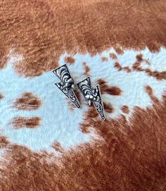 "Western Tooled Lightning Bolt Earrings & or Necklace Earrings -Burnished Silvertone -Post Back -Measures 1 1/2\" Necklace -Burnished Silvertone -Chain Measures 16\" With 3\" Extender -Pendant Measures 1 1/2\"" Cheap Nickel-free Western Earrings, Bolt Earrings, Lightning Bolt Earrings, 2 Necklace, Lightning Bolt, Oklahoma City, Necklace Earrings, Jewelry Earrings Studs, Oklahoma