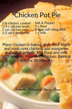 chicken pot pie recipe with instructions in english