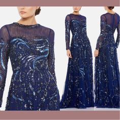 Nwt $798 Mac Duggal [ 4 ] Long Sleeve Embellished Illusion Gown Blue #G1373 Elegant, Fully-Embellished Long Sleeve A-Line Gown With Abstract-Patterned Sequins And Beading Throughout, Finished With A Sweeping Train. Mac Duggal Back Zipper Partially Lined; Sheer Unlined Sleeves Long Sleeve Full Length High Neckline Style #5217 $798 Midnight Blue __________________________________________________________________ Offers Are Welcomed! Quick Ship Questions? Bundle & Ask! Check Out My Closet For Other Mac Duggal Dress, Illusion Gown, Gown Blue, Evening Gowns With Sleeves, Drape Gowns, Long Sleeve Sequin Dress, Long Sleeve Cocktail Dress, Mac Duggal Dresses, Embellished Gown