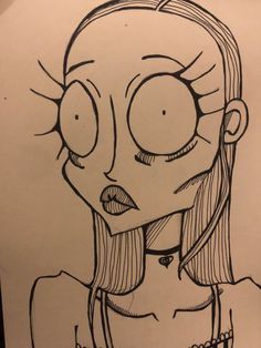 a drawing of a girl with big eyes