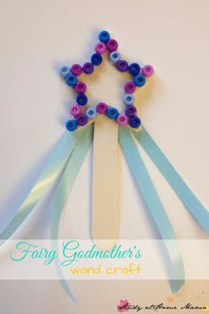 a craft made out of toothpicks and beads with the words fairy godmoter's wand craft