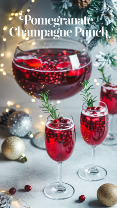 "Discover the perfect Pomegranate Champagne Punch Cocktail Recipe for your  next celebration! This festive drink combines the vibrant flavors of  pomegranate with bubbly champagne, making it an ideal choice for holiday  cocktails and sparkling cocktail recipes. Impress your guests with this  easy champagne cocktail that’s perfect for any party. Explore delicious  party punch ideas and elevate your gatherings with this refreshing and  colorful punch. Cheers to unforgettable moments!" Pomegranate Champagne Punch, New Years Punch Recipes Alcoholic, Food In Champagne Glasses Party Ideas, Pretty Champagne Drinks, Cocktail Recipes With Champagne, Sparkling Punch Alcoholic, Holiday Champagne Punch, Pomegranate Holiday Cocktails