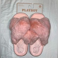 Nwt Women’s Size Xl Pink Fluffy Slippers With The Playboy Logo Embroidered Trendy Soft Slippers For Spring, Cute Soft Slippers For Spring, Cute Soft Spring Slippers, Comfortable Fluffy Slippers For Spring, Comfy Flat Slippers For Spring, Pink Fluffy Slippers Casual Style, Pink Fluffy Casual Slippers, Casual Pink Fluffy Slippers, Casual Fluffy Pink Slippers