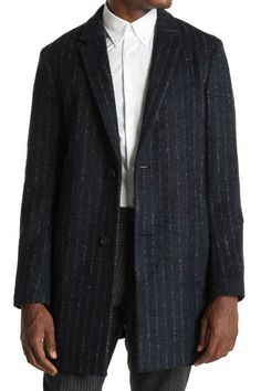 Winter Wool Pinstripe Outerwear, Pinstripe Business Outerwear For Winter, Pinstripe Wool Outerwear For Winter, Wool Pinstripe Outerwear For Winter, Winter Formal Pinstripe Outerwear, Winter Pinstripe Formal Outerwear, Luxury Striped Outerwear For Business, Luxury Striped Business Outerwear, Pinstripe Outerwear For Winter Office