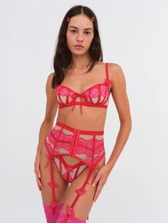 We make enchanting clothing for the vibrant muse unafraid to take risks, forge their own way and embrace a bit of adventure. Victoria Secret Lingerie Sets, Red Garter, Seductive Style, Sheer Robe, Floral Lingerie, Rose Applique, Felicity Jones, Valentines Lingerie, Victoria Secret Lingerie