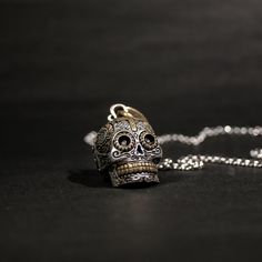 Calavera Sugar Skull Necklace, made of 925 Sterling Silver 👊🏽 Tag a someone who'd love this ☠️    #detailedskulljewelry #sugarskull #coolskulljewelry #uniqueskulljewery #skullpendant #sugarskullpendant #bikerjewelry #necklaceforbikers #unisexjewelry #detailednecklace #sterlingsilver #925 #calavera #calaverasugarskull Sugar Skull Necklace, Jewelry Animals, Skull Pendant Necklace, Inanimate Objects, Biker Jewelry, Detailed Necklace, Skull Jewelry, Skull Necklace, Skull Pendant