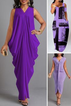 Summer Final Sale, Up to 70% Off Purple Free Size Maxi Length Kaftan, Elegant Purple Maxi Length Kaftan, Purple Maxi Length Summer Kaftan, Purple Maxi, Purple Maxi Dress, Split Maxi Dress, Neck Bodycon Dress, Round Neck Dresses