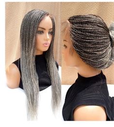 Finish - Full lace  Size - micro  Colour - salt and pepper Length - 22 inches Micro Braids Styles, Corn Rolls, Gray Wigs, Braid Twist, Braid Extensions, Twist Box Braids, Senegalese Twist Braids, Micro Twists, Dread Braids