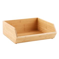 an empty wooden box on a white background