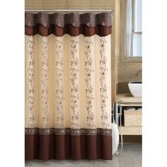 Latitude Run® Sanches Floral Shower Curtain & Reviews | Wayfair Curtains With Attached Valance, Shower Curtain With Valance, Burgundy Curtains, Luxury Shower Curtain, Gold Shower Curtain, Sweet Jojo Designs, Luxury Shower, Jojo Designs