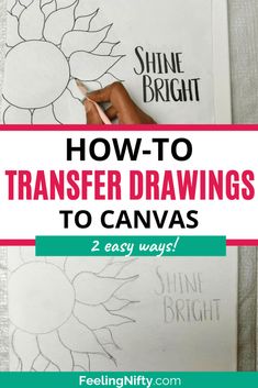 how to transfer drawings to canvass with text overlay