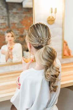 Hoco Hair Ideas Ponytail, Hairstyles Bridesmaid, Hair Bridesmaid, Bridesmaid Hair Down, Peach Blush