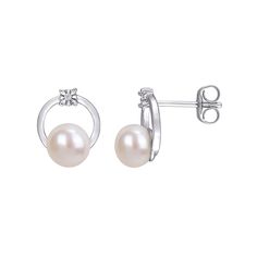 Decorated with lustrous freshwater cultured pearls, these Stella Grace hoops are a brilliant complement to your favorite outfits. Decorated with lustrous freshwater cultured pearls, these Stella Grace hoops are a brilliant complement to your favorite outfits.Click on this JEWELRY & WATCHES GUIDE to learn about fit, styles, materials and more! Metal: 10k white gold Backings: post Packaging: boxed Plating: rhodium Finish: polished Length: 6.2 mmDIAMOND DETAILS Total weight: less than 1/10 ct. Shap Pearl Diamond Round Earrings, Pearl Diamond Earrings For Anniversary, Round Pearl Diamond Earrings, Anniversary Pearl Earrings, Pearl Earrings With Diamond Accents, Round Cut, Akoya Pearl Earrings With Diamond Accents, White Gold Pearl Earrings With Diamond Accents, Fine Jewelry Round Pearl Earrings For Evening, Fine Jewelry Pearl Earrings For Evening