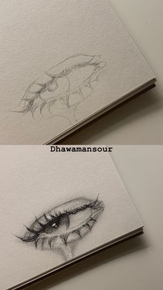 two drawings of the same person's eyes