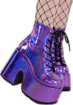 Hologram Shoes, Womens Fall Boots, Demonia Boots, Alternative Shoes, Goth Shoes, Purple Boots, Demonia Shoes, Platform Boots Chunky, Gothic Shoes