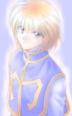 an anime character with blonde hair and blue outfit