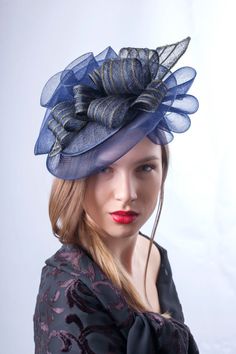 Navy fascinator hat Royal blue hat Kentucky derby Blue Curved Brim Headpiece For Royal Ascot, Chic Blue Fascinator For Races, Blue Hats For Kentucky Derby Event, Chic Blue Party Hat, Blue Curved Brim Headpiece For Kentucky Derby, Chic Blue Fascinator For Kentucky Derby, Blue Hat For Royal Ascot Event, Blue Curved Brim Fascinator For Evening, Blue Mini Hats For Royal Ascot Event