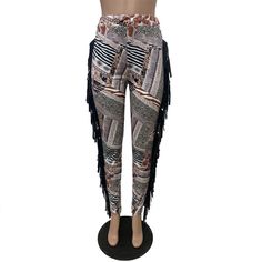 Print Tassel Bodycon Long Pants Side Fringe, Product Name, Long Pants, 1 Million, Rock Revival Jean, Tassels, Trousers, Pants