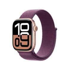 an apple watch with purple band