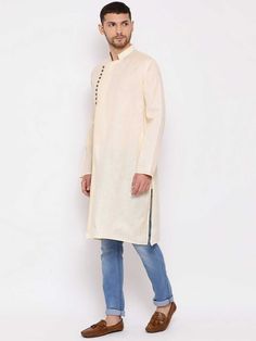 VASTRAMAY Men's Cream Mix Cotton Kurta Elevate your style with this comfortable and classic cream kurta from VASTRAMAY. Made from a breathable cotton mix fabric, this kurta is perfect for everyday wear or special occasions. It features a timeless design that flatters all body types. Key Features Cream mix cotton fabric for comfort and breathability Classic design for timeless style Flattering on all body types Specifications Sleeve Length - Long Sleeves Top Shape - Straight Top Hemline - Straigh Men Cream, Mixing Fabrics, Body Types, Classic Design, Timeless Design, Timeless Fashion, Everyday Wear, Long Sleeve Tops, Cotton Fabric