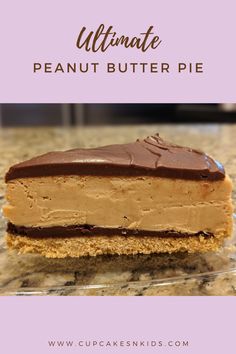 a piece of peanut butter pie on top of a counter