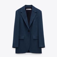 Zara Limited Edition Pocket Blazer In Navy [Last One] Classic Blue Zara Outerwear, Zara Blue Blazer With Pockets, Zara Tweed Blazer, Pleated Blazer, Black Tuxedo Jacket, Zara Limited Edition, Grey Suit Jacket, Ruched Sleeve Blazer, Cropped Blazer Jacket