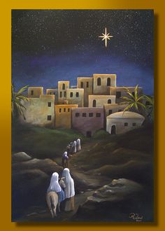 the nativity scene is depicted in this painting