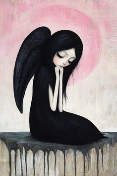 Cute But Creepy Art, Haunted Doll Drawing, Creepy Cute Drawings, Dolly Art Style, Creepy Art Style, Disassociate Aesthetic, Creepy Cute Art, Gothic Angel, Goth Wallpaper