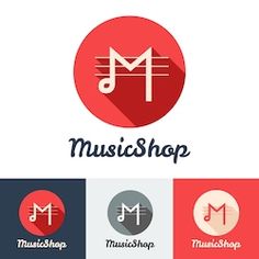 music shop logo with musical notes