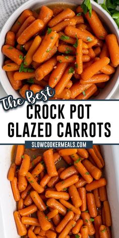 Overhead look at honey glazed carrots in a crock pot. Crockpot Roasted Carrots, Crockpot Carrots And Potatoes, Crockpot Carrots Maple Syrup, Crockpot Thanksgiving Carrots, Easter Carrots Crockpot, Sweet Glazed Carrots Recipe Crockpot, Cracker Barrel Carrots Crockpot, Thanksgiving Carrot Recipes Crockpot, Slow Cooker Glazed Carrots