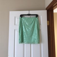 Sequin Mini Skirt. Never Worn.. May Be Dressed Up Or Down. Green Sequin Skirt, Sequin Mini Skirt, Skirt Knee Length, Sequin Mini Skirts, Green Sequins, Sequin Mini, Green Skirt, Sea Green, Bright Green