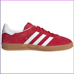 PRICES MAY VARY. adidas Originals Gazelle Indoor Shoes Men H06261 (Scarlet/Foot), Size 10 Brand: adidas Product Type: SHOES Gazelle Indoor silhouette Suede upper Padded collar adidas patch on tongue Leather Razor 3-stripes on side panel Gazelle branding on side panel adidas trefoil logo on rear adidas sole unit Flat cotton laces Rubber outsole Style: AAH06261 Color: Scarlet / Cloud White Material: Suede Shoes Gazelle, Best Nike Running Shoes, Adidas Gazelle Outfit, Adidas Gazelle Shoes, Gazelle Shoes, Adidas White Sneakers