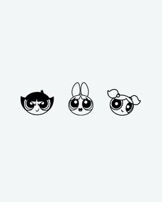 the powerpuff girls wallpapers are in black and white, with three different faces