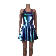 Check out this great offer I got!  #shopping Holographic Dress, Rave Dress, Skater Fit, Rave Clothing, Lit Outfits, Rave Fashion, Oil Slick, Shiny Clothes, Futuristic Fashion