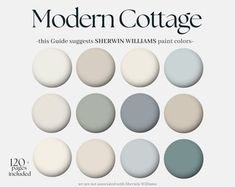 the modern cottage color guide for shelving and paint colors, including blue, gray, white