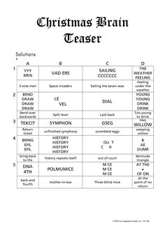 the christmas brain test sheet for students to use in their classroom's workbook