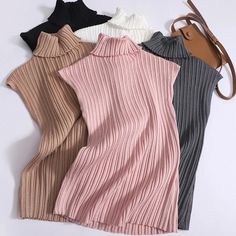 Sleeveless Ribbed Turtleneck Sweater Top Collection Sleeveless Turtleneck Sweater, Sleeveless Turtleneck Sweaters, Lace Leggings, Ribbed Turtleneck Sweater, Solid Leggings, Sleeveless Turtleneck, Ribbed Turtleneck, Black White Pink, Top Collection