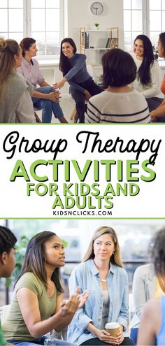 Click through to the blog for group therapy activities for kids and adults that are fun and easy! these engaging group therapy ideas will keep participants engaged with their peers and making progress. Group therapy activities are meant to help kids and adults process their feelings in a larger setting. It is a great way to show children that they are not alone in their feelings. All of our therapy activity ideas are inside! Group Healing Activities, Support Group Ideas For Adults, Activity Therapy Ideas, Psych Group Activities, Parent Support Group Activities, Christmas Therapy Activities For Adults, Support Group Activities For Adults, Resilience Activities For Adults, Teenage Therapy Activities