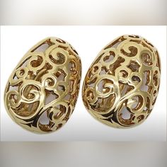 Yves Saint Laurent Ysl Clip On Earrings Gold Round Egg Shaped Vintage. No Gold Loss !! A+++ Condition Ysl Earrings, Saint Laurent Jewelry, Vintage Color, Egg Shape, Vintage Colors, Earrings Gold, Clip On, Clip On Earrings, Yves Saint Laurent