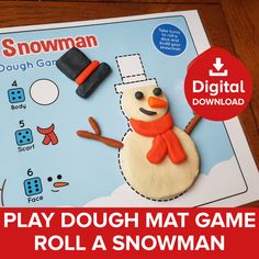 a play dough mat game with a snowman on it