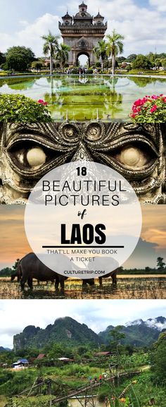 the beautiful pictures of laos are featured in this collage