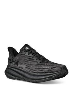 Hoka Men's Clifton 9 Low Top Running Sneakers Clifton 9, Running Sneakers, Sneakers Black, All Black, Rocker, In Store, Pick Up, Buy Online, Lace Up