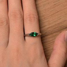 Emerald ring May birthstone marquise cut green gemstone | Etsy Silver Solitaire Engagement Ring, Emerald Gem, Solitaire Rings, May Birthstone, Elegant Ring, Green Gemstones, Marquise Cut, Emerald Ring, May 1